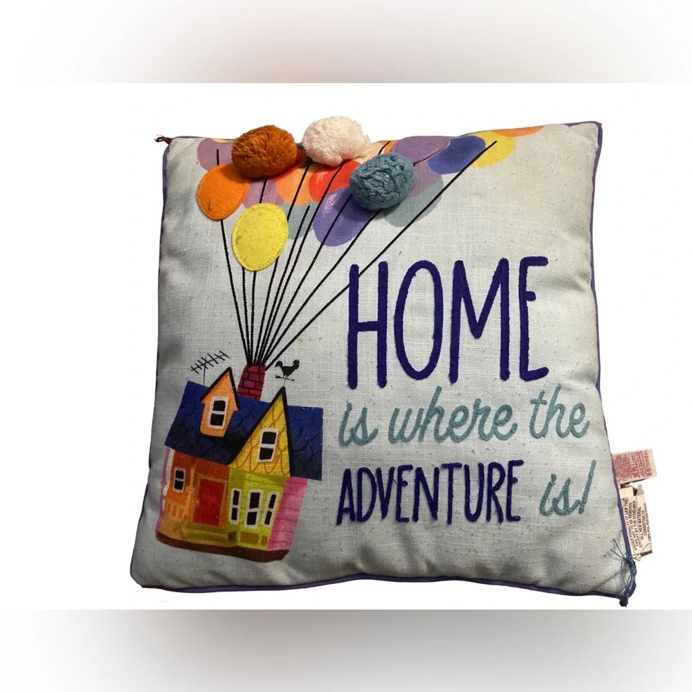 Disney Parks Pixar UP House “Home Is Where The Adventure Is” Throw Pillow